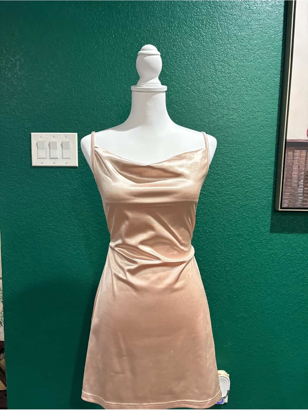 Satin Cowl Neck Slip Dress - Champagne